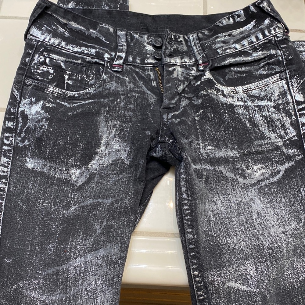 Bebe skinny foil jeans black